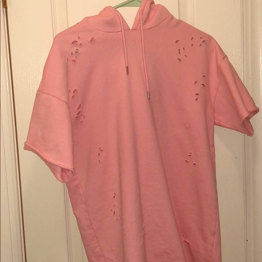 Ripped Pink short sleeve pacsun sweatshirt.